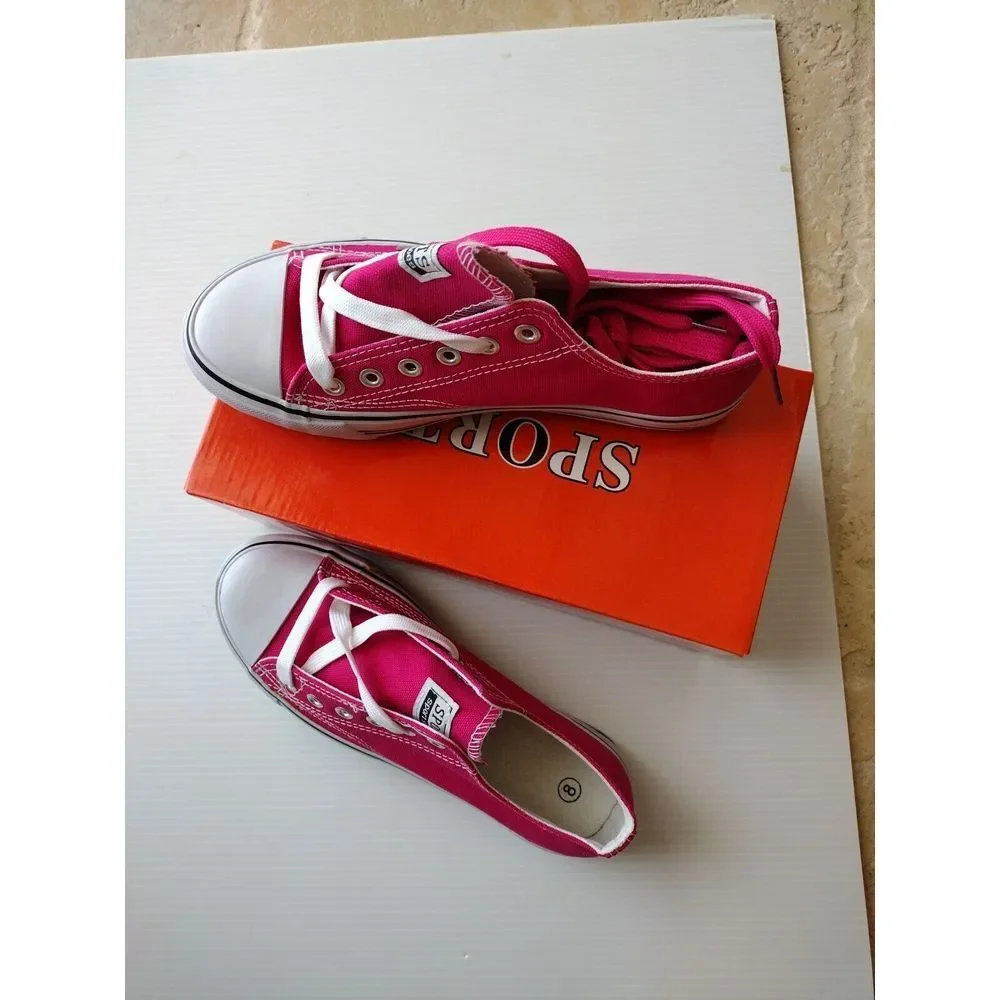 Sports Shoes Kids 8 Fuchsia White Classic Low Top Sneakers‎ Canvas School Skate